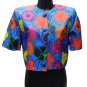 Jacket Shrug Woman Blue Flowers Pure Silk Made IN Italy Discount One Size 46