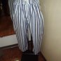 Women's Trousers Striped Size 46 Trendy 100% White Cotton Blue New Shop See