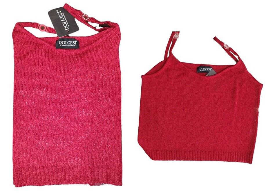 Womens Top Red Strap Leotard Jewel Viscose Light Soft Price Shock Latest