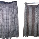Skirts Woman Winter Wool Warm Tweed Striped Grey Brown 44 46 Folds Buttons