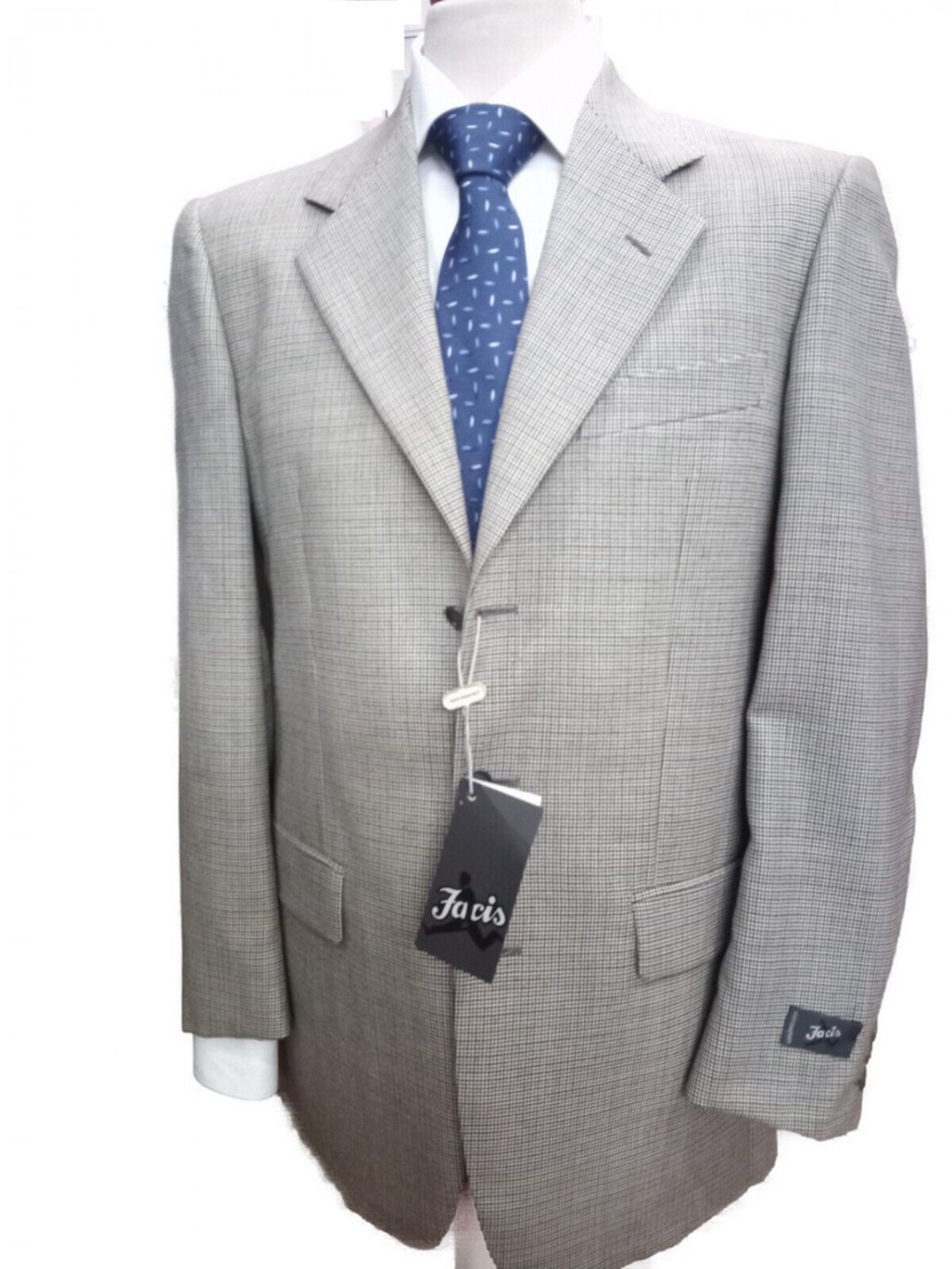 Men's Jacket Spring Summer Pure Wool 3 Buttons Grey Check Pied De Poule New