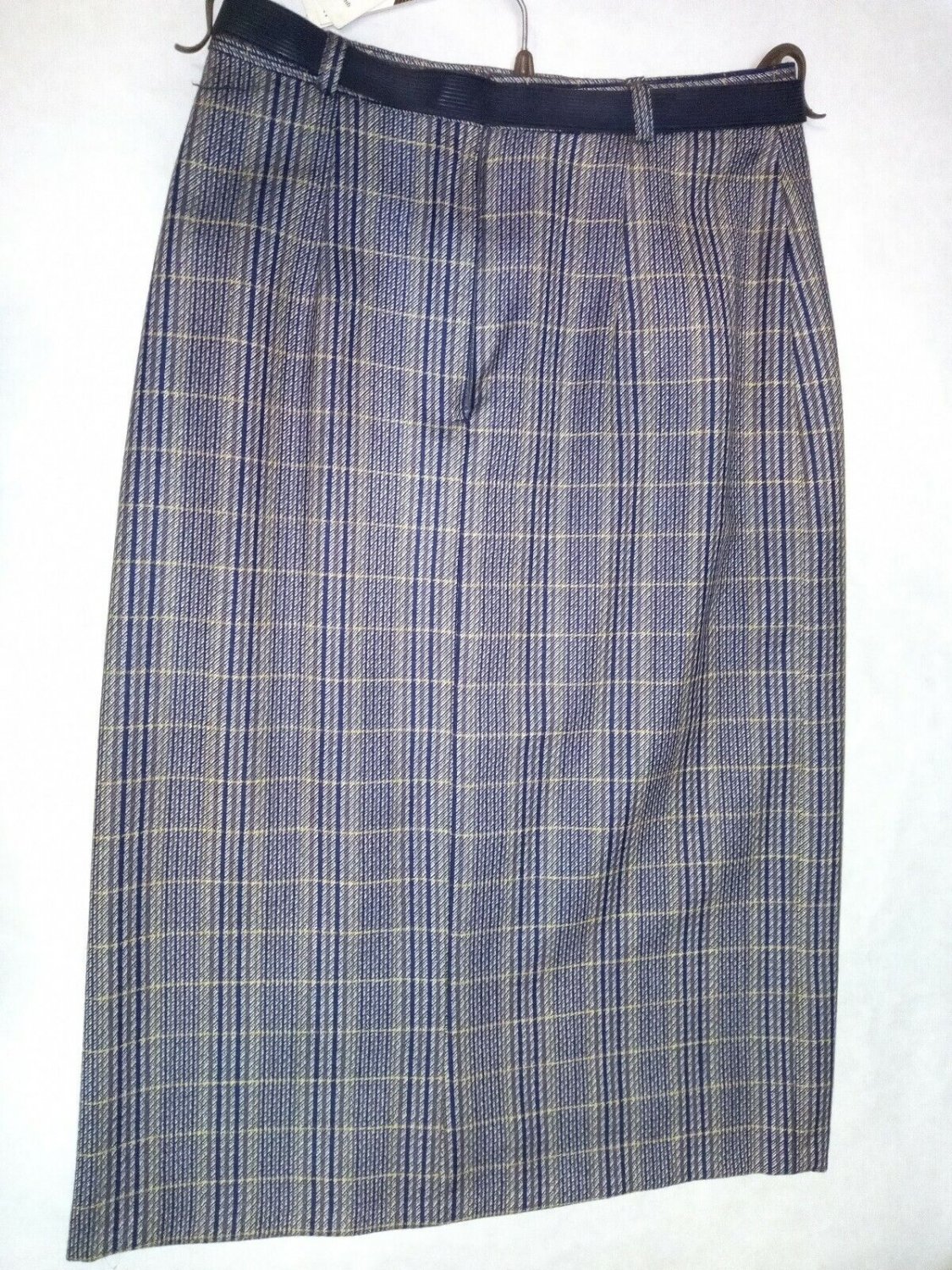 Skirt Springy Pure Wool Lined Size 44 British Style Check Vestebene Grey