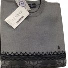 Sweater Pullover Man Grey Blue M Crew-Neck Crystals Snow Christmas Sports New