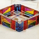 Murano Glass Multicolor Handpainted Square Ashtray NEW  IN BOX
