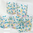 New Set of 6 Murano Italy Lo Ball Scotch Glasses Handpainted Leaves