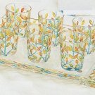 6 Pc Murano Gold and Multicolor Leaves Liquor Drinking Glasses NIB Made In Italy