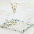 Pair of Elegant Multicolor Leaves Murano Glass Champagne Flutes