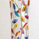 NIB Murano Decorative Glass Colorful Leaves 8" Bud Vase