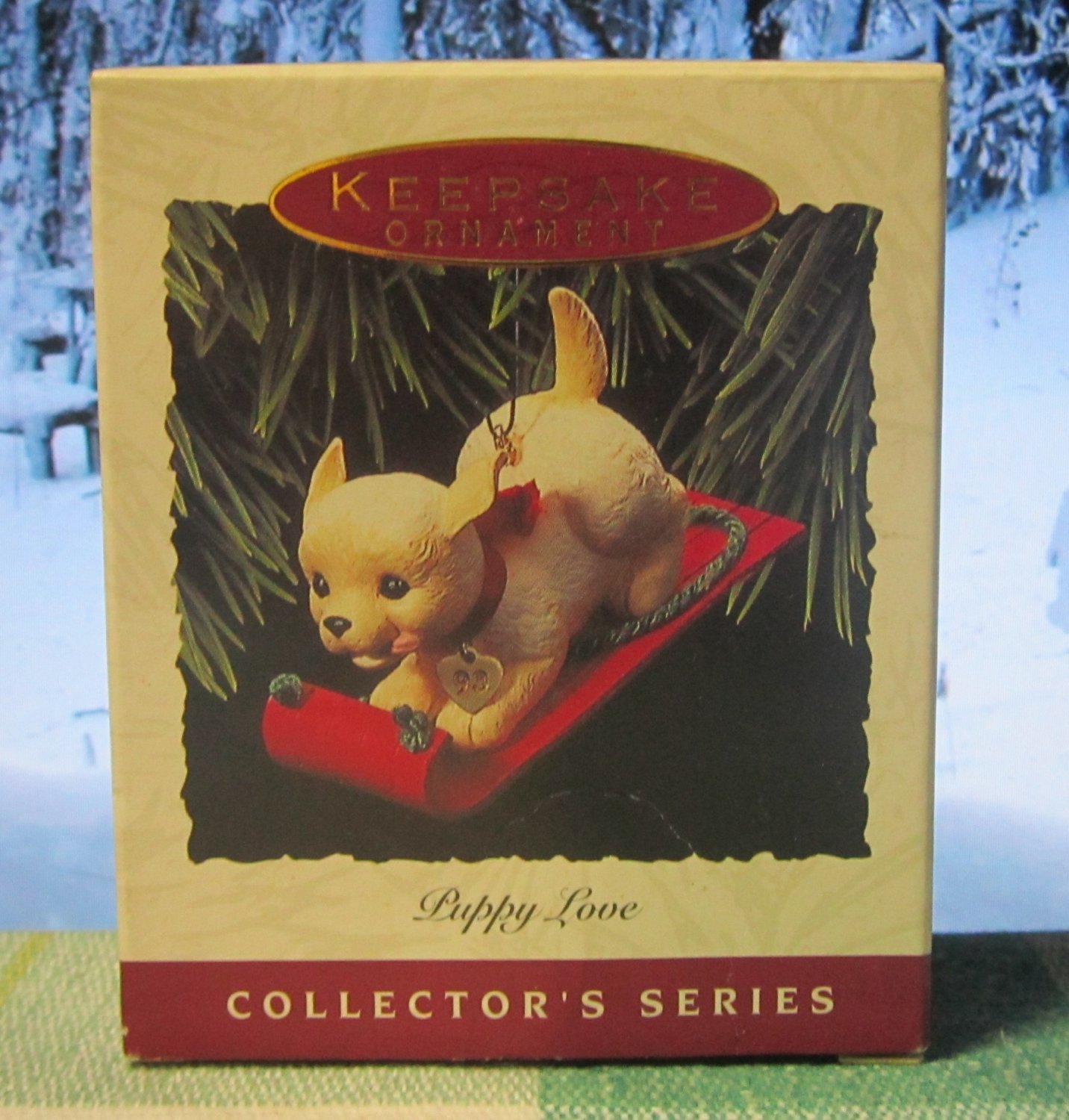 Hallmark Keepsake Christmas Ornament Puppy Love 1993 Golden Retriever