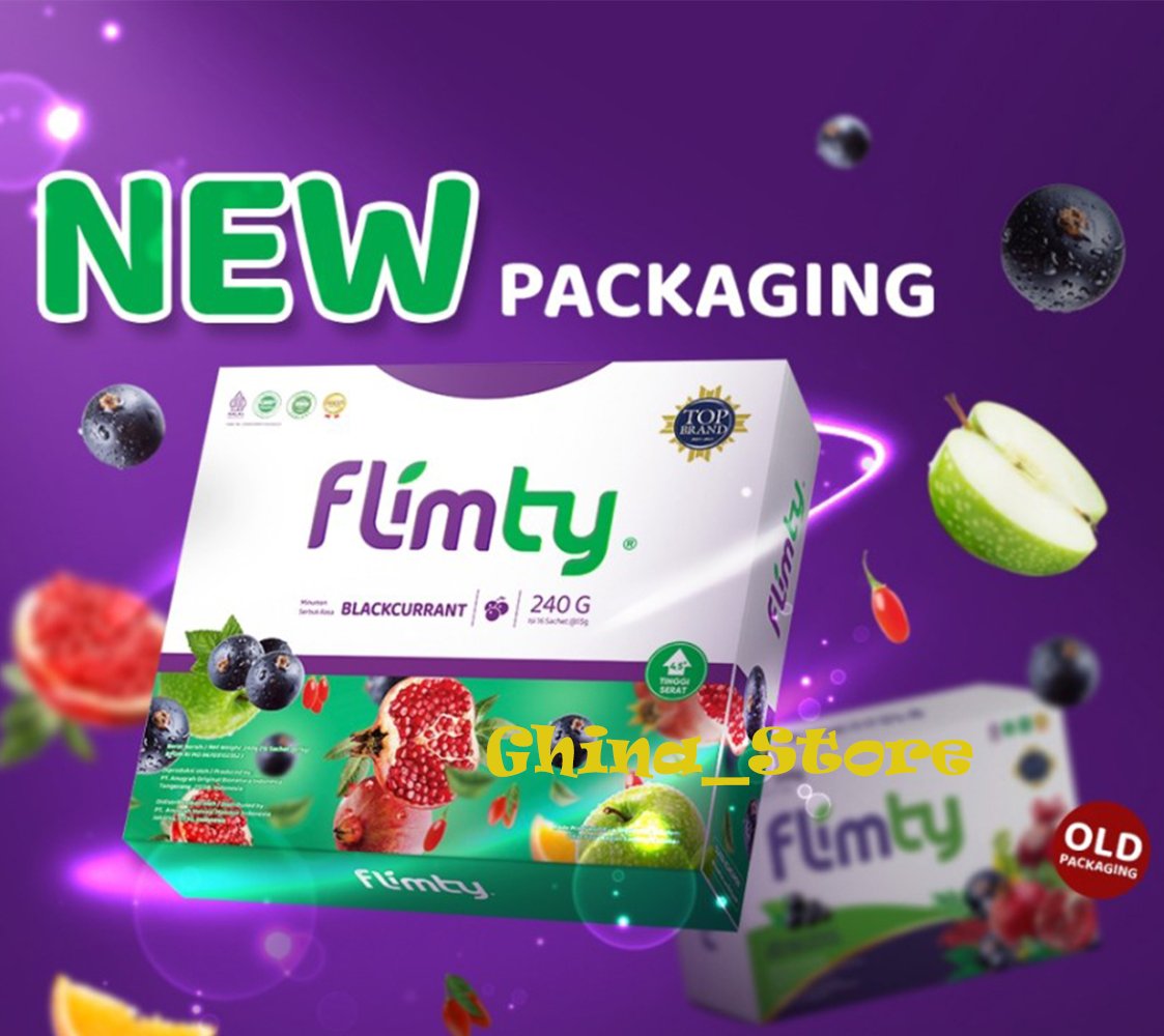 1 Box FLIMTY FIBER HERBAL DRINK Black Currant Flavor Detox Diet Slimming