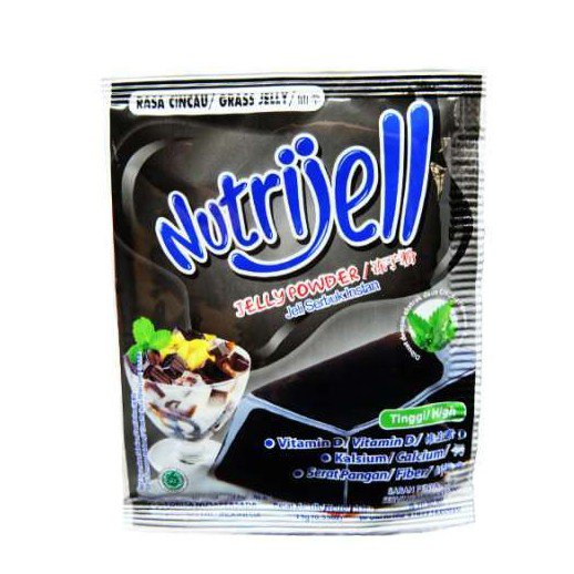 20x 15gr Nutrijell jelly powder cincau flavor made with seaweed and konnyaku.