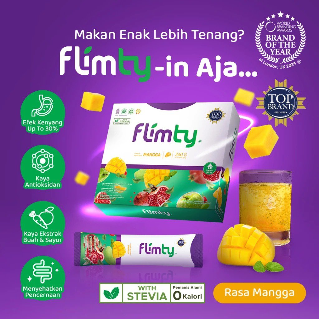 1 Box FLIMTY FIBER HERBAL DRINK Mango Flavor Detox Diet Slimming