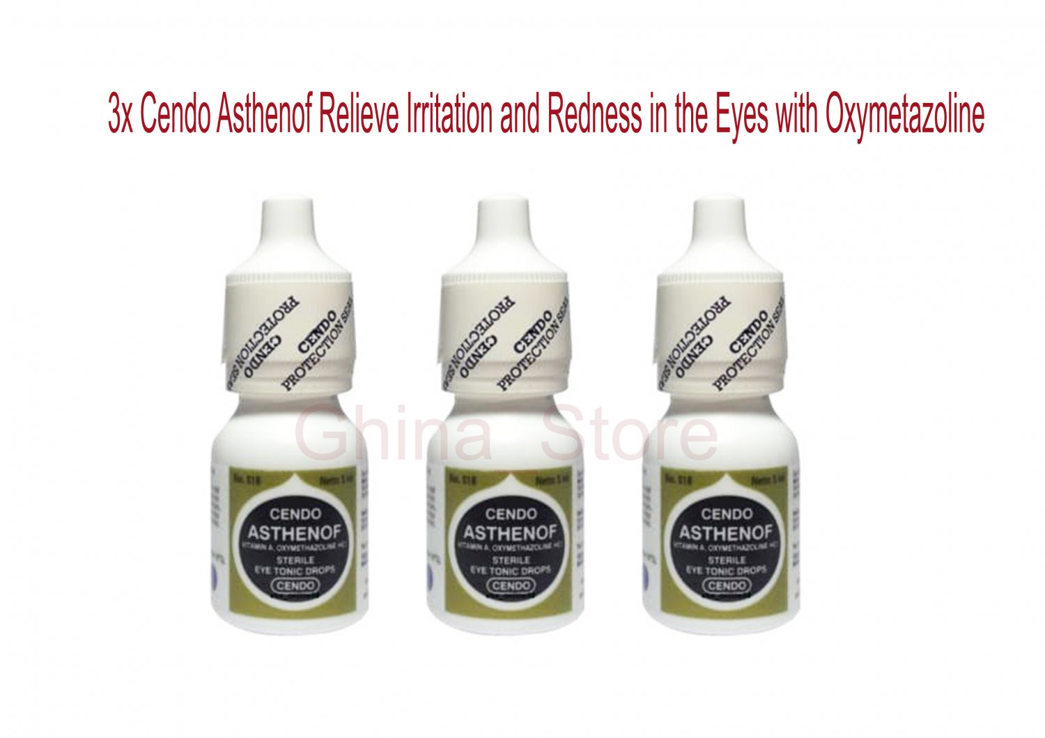 3 Bottle Cendo Asthenof Oxymetazoline HCI Long Lasting Redness Relief