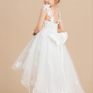 Ball-Gown/Princess V-Neck Asymmetrical Tulle Flower Girl Dress