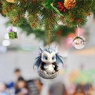 Cute Blue And White Porcelain Dragon Egg Ornament Christmas Dolls Car Interior Hanging-Cn One Size A