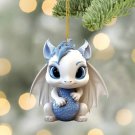 Cute Blue And White Porcelain Dragon Egg Ornament Christmas Dolls Car Interior Hanging-Cn One Size G