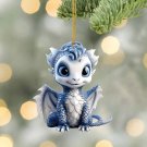 Cute Blue And White Porcelain Dragon Egg Ornament Christmas Dolls Car Interior Hanging-Cn One Size K