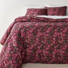 3Pc King Printed Comforter Sham Set Dark Purple Decor
