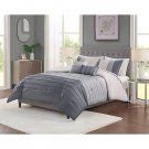 4Pc Twin Twin Extra Long Boston Pleated Colorblock Comforter Bedding Set Gray Decor
