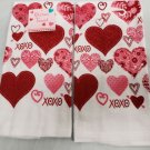Set Of 2 Same Printed Kitchen Towels 15" X 25" Love Hearts Xoxo Design Gifts