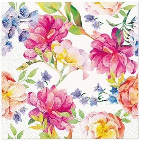 Two Individual Luncheon Decoupage Paper Napkins Peonies Floral Flowers ...