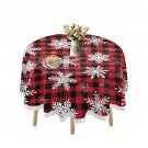 Christmas Round Tablecloth 60 Inch Red Buffalo Plaid Table Cloth Wrinkle Resista