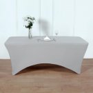 Silver 8 Ft Rectangle Spandex Stretch Table Cover Fitted Tablecloth Wedding