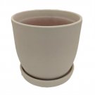 Chatham Egg Pot With Attached Saucer Sandy Matte White 5.5" X 5" Fresh