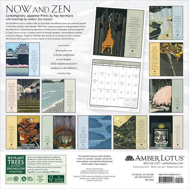 Amber Lotus Now and Zen 2024 Wall Calendar By Ray Morimura