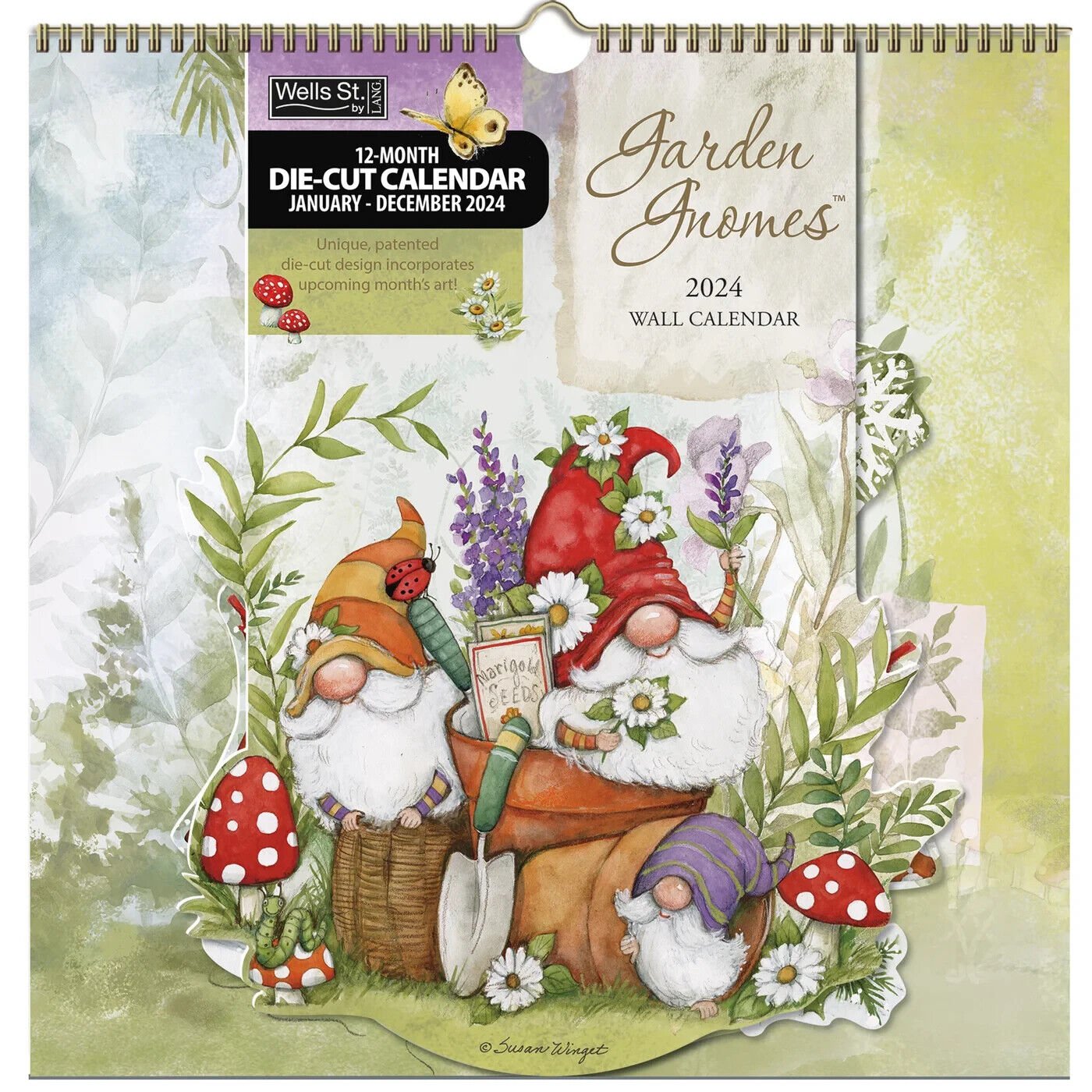 WSBL Garden Gnomes 2024 12x12 DieCut Spiral Calendar w