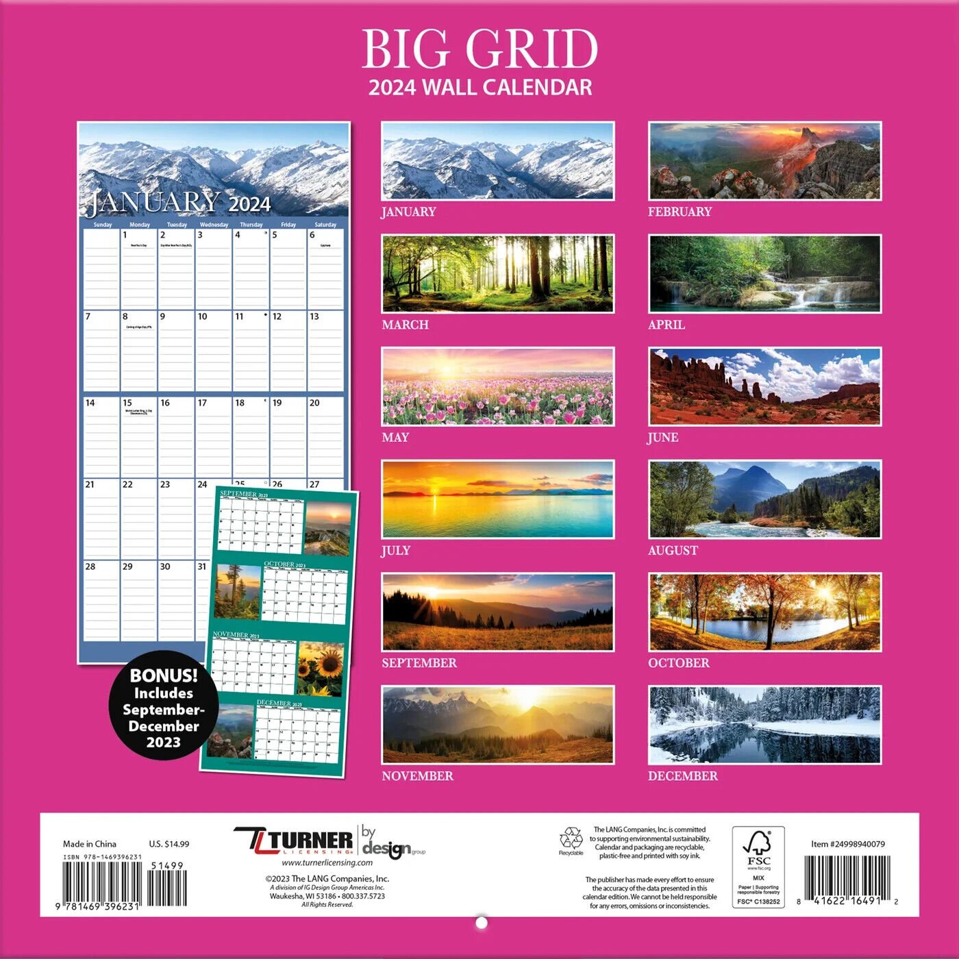 Turner Big Grid 2024 Wall Calendar w