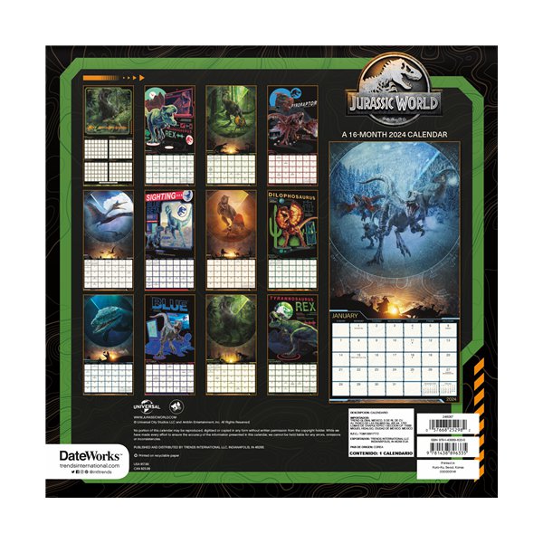 Trends International Jurassic World 2024 12 x 12 Wall Calendar w