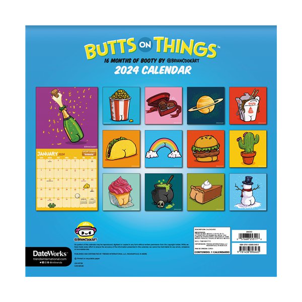 Trends International Butts on Things 2024 12 x 12 Wall Calendar w