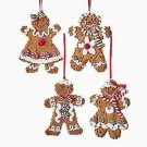 Set of 4 Gingerbread Boy and Girl Ornaments  D3172 w