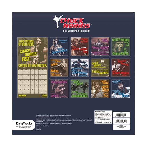 Trends International Chuck Norris 2024 12 x 12 Wall Calendar w