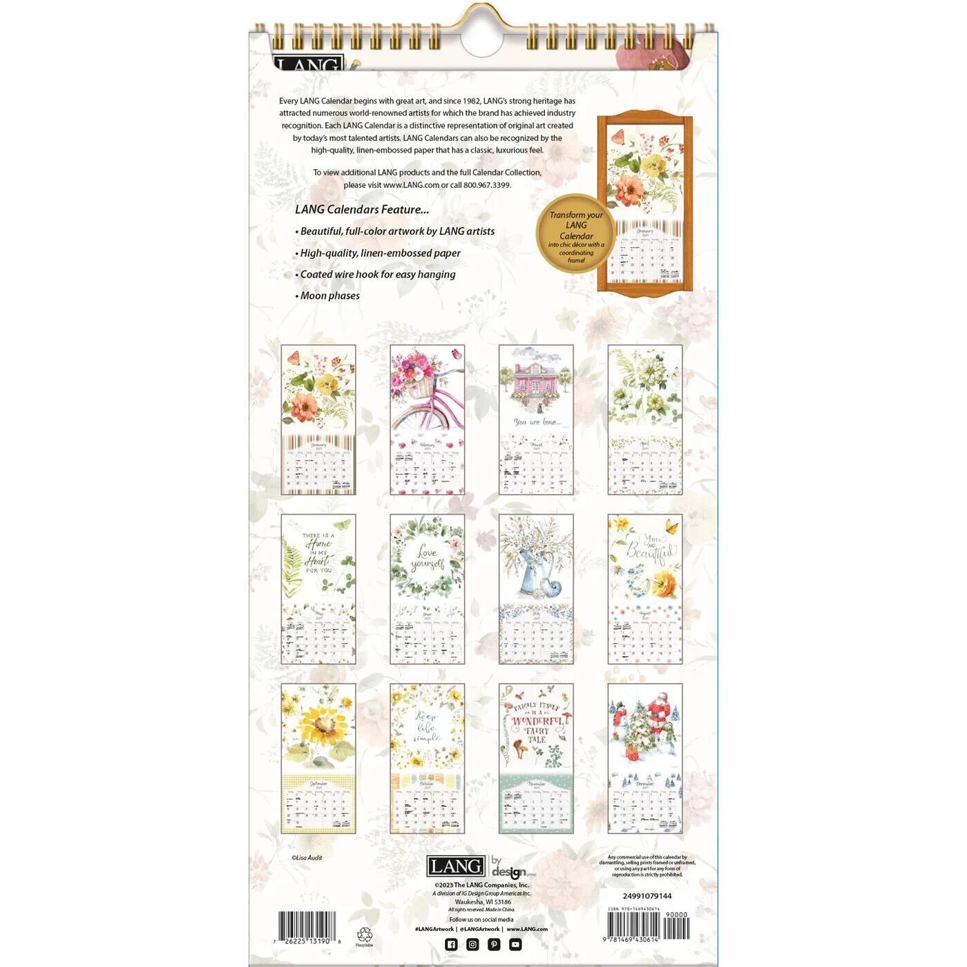 Lang Watercolor Seasons 2024 Vertical Wall Calendar w