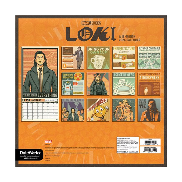 Trends International Marvel Loki 2024 12 x 12 Wall Calendar w