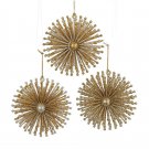 Set of 3 Gold and Silver Burst Snowflake Acrylic Ornaments W20253      w