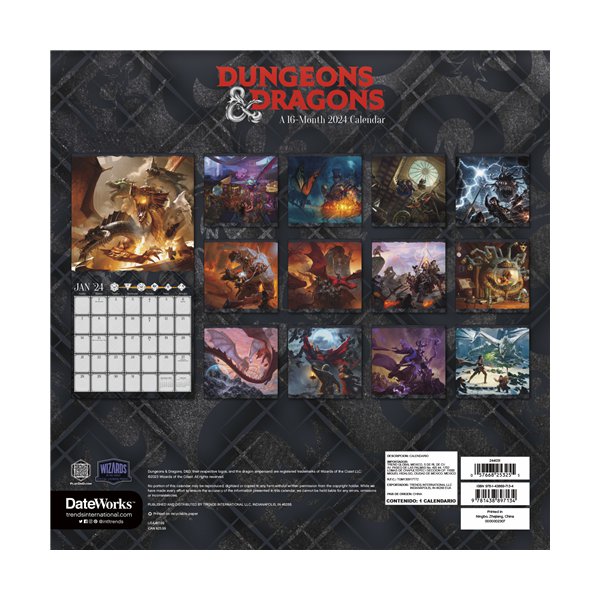 Trends International Dungeons and Dragons 2024 12 x 12 Wall Calendar w