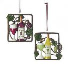Set of 2 Vintage Wine Frame Ornaments C7628 w