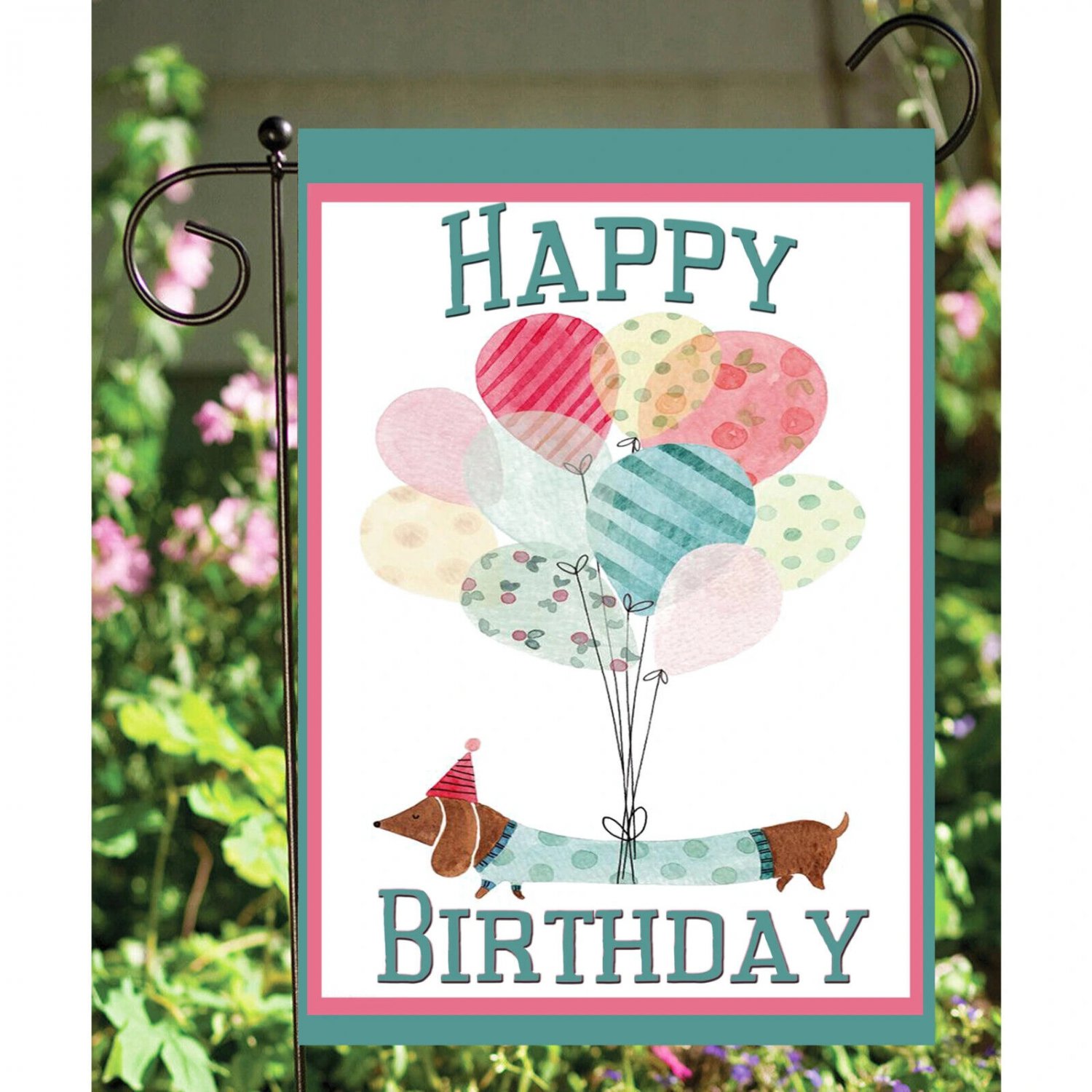 Flags Galore Happy Birthday Dauschaund Garden Flag w