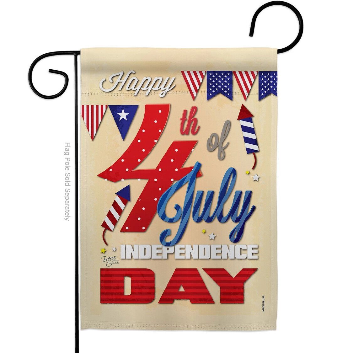 Two Group Flag Happy 4th Americana Fourth of July Decor Flag w