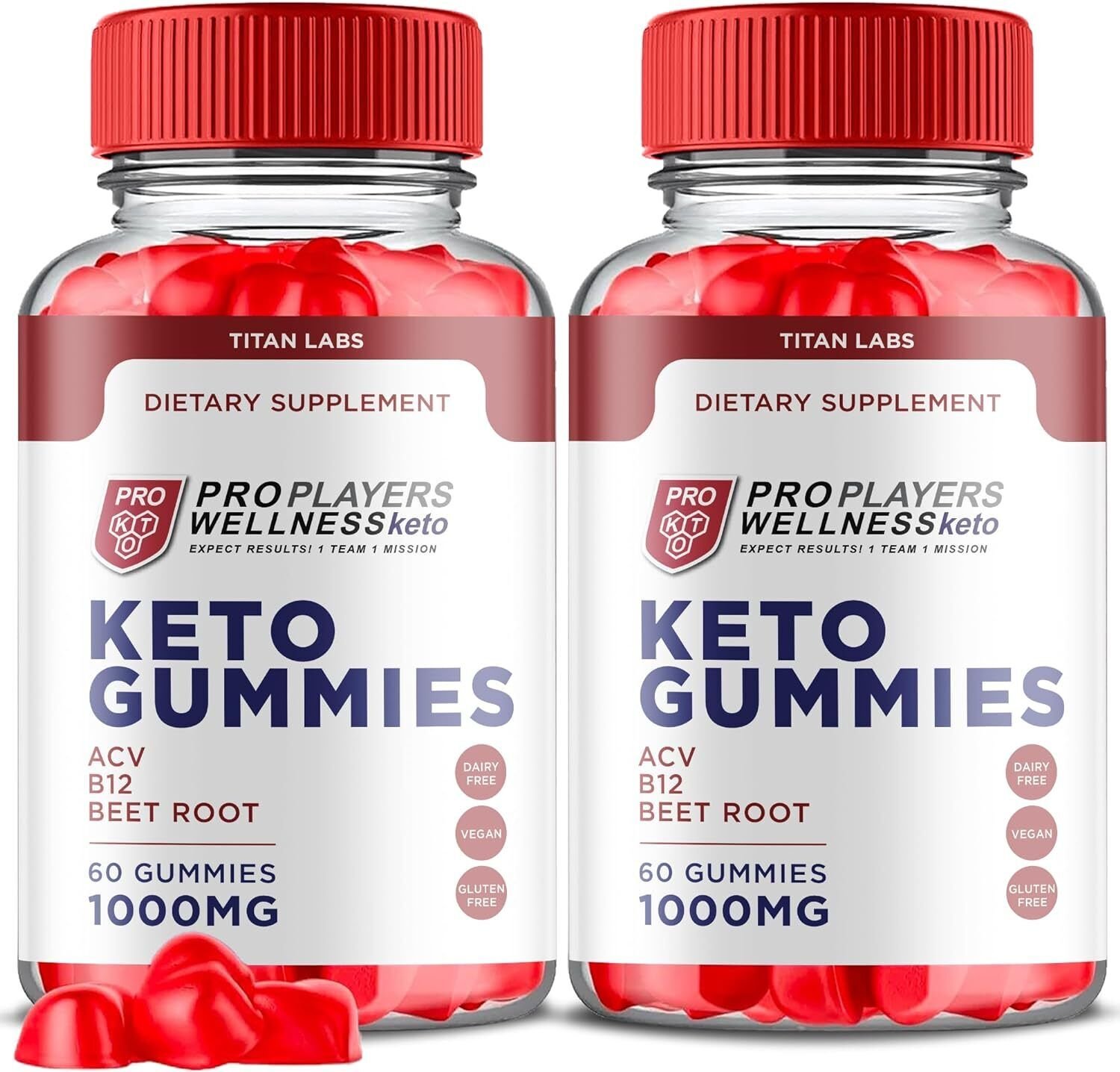 2 Pack Pro Players Wellness Keto Gummies ACV Gummys Weight Loss Supplement