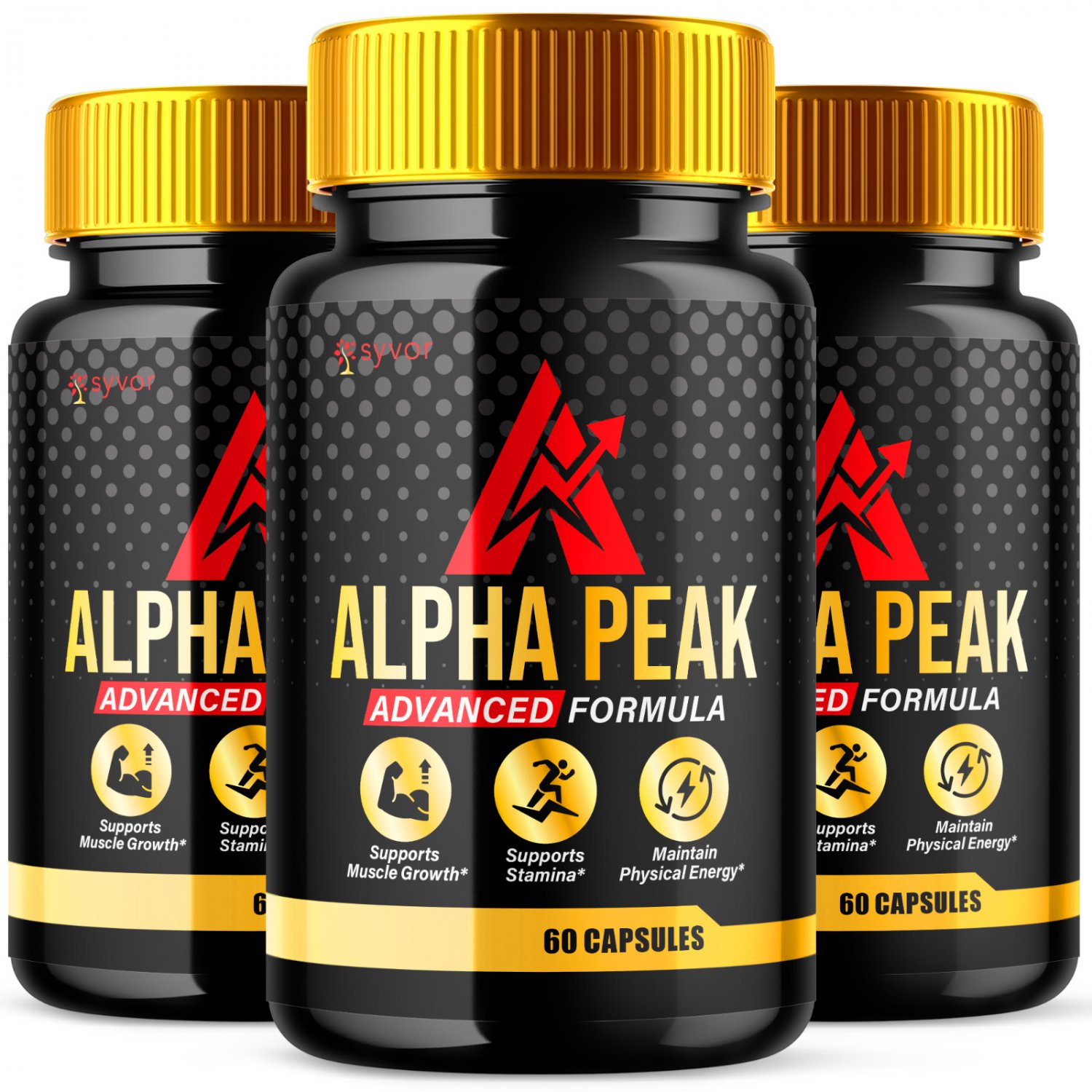 3 Pack Alpha Peak for Men Advanced Vitality Support Formula Supplement - 180 Capsules
