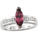 14K White Gold Genuine Pink Tourmaline & Diamond Ring GREAT DEAL!!!!!