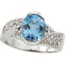 BUY HERE DEALS ARE RIGHT HERE 14K White Gold Genuine Swiss Blue Topaz And Diamond Ring