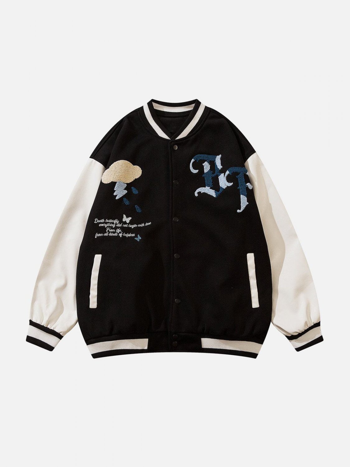 Butterfly Embroidery Varsity Jacket