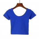 Dark blue Women's O Neck Short Sleeve Basic Crop Top