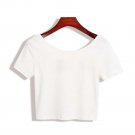 White Women's O Neck Short Sleeve Basic Crop Top