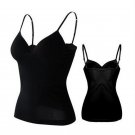 Women's Camisole Built in Shelf Bra Adjustable Tank Tops 01 Black